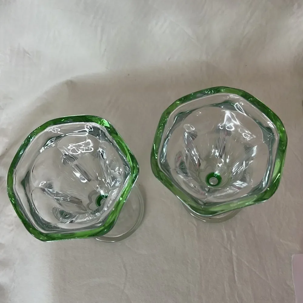 Ice Cream Sundae Parfait Dessert Glasses 3 1/2 Inches Round 6 Inches Tall Set 2